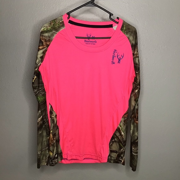 Huntworth Pink & Camo Hunting Athletic Shirt - Picture 2 of 8